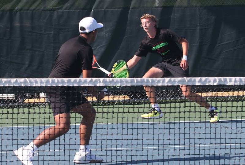 L-P number-one doubles team players Danny Santoy and Andrew Bollis play tennis against Ottawa at the Henderson-Guenther Tennis Facility on Monday, Monday, May 6, 2024 at Ottawa High School.