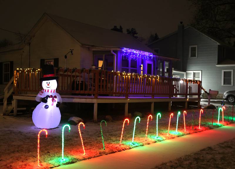The house at 206 South Eighth Street Thursday, Dec. 19, 2024, in DeKalb. This home is one of the entries in this year’s DeKalb Park District Holiday House Decorating Contest.