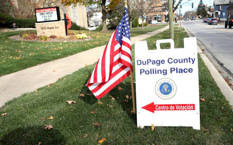 The First Methodist Church polling place in Downers Grove for the General Election on Tuesday, Nov. 8, 2022.