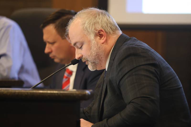 City of Joliet Plan Commission board member Raymond Heitner sits in on the vote for the proposed Data Center at the City of Joliet Plan Commission meeting on Thursday, March 5, 2026 in Joliet.