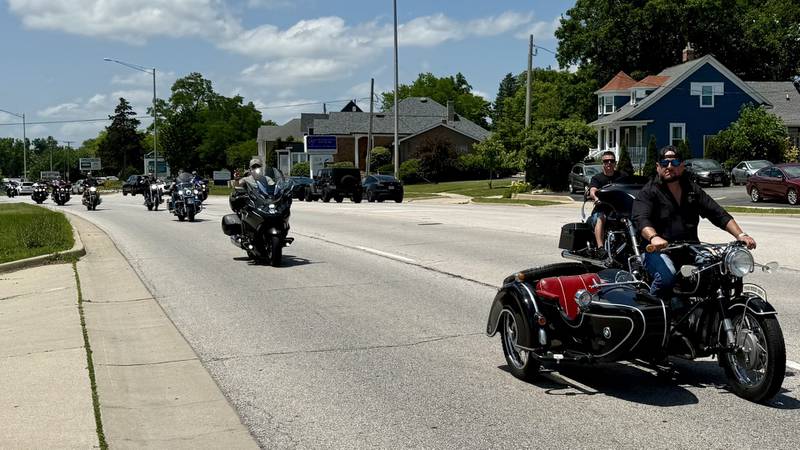 St. Charles Motorcycle Museum owner Andy Koczwara leads the way into the parking lot of the museum at 1317 E Main St. (Route 64) in St. Charles Sunday afternoon, June 22, 2025.
