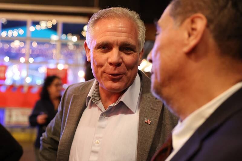 Keith Pekau, Orland Park Mayor and candidate for Congress, attends the GOP rally at 115 Bourbon Street in Merrionette Park on Monday.