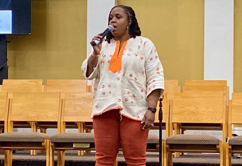 Andria Mitchell , first lady of New Hope Missionary Baptist Church in DeKalb, performs "Goodness of God" during the annual Martin Luther King, Jr. Celebration on Monday, Jan. 20, 2025, at New Hope church, 1201 Twombly Road, DeKalb.