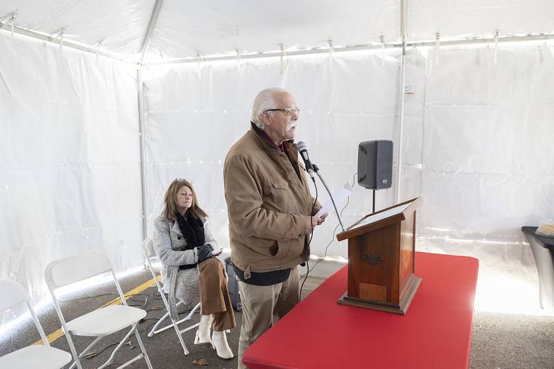 MCH board chairman Don Beswick addresses a crowd Thursday, Dec. 5, 2024, for the ground breaking of the addition.