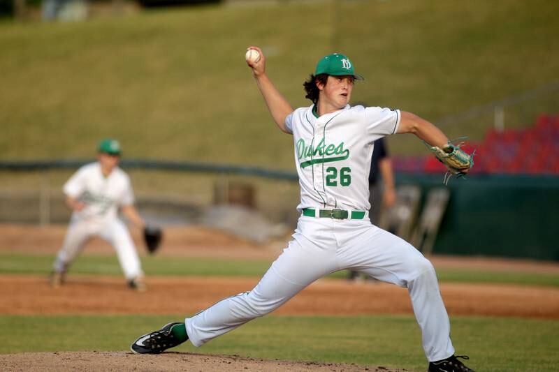 York’s Ryan Sloan pitches during the Class 4A Kane County Supersectional against Hononegah at Northwestern Medicine Field in Geneva on Monday, June 5, 2023.