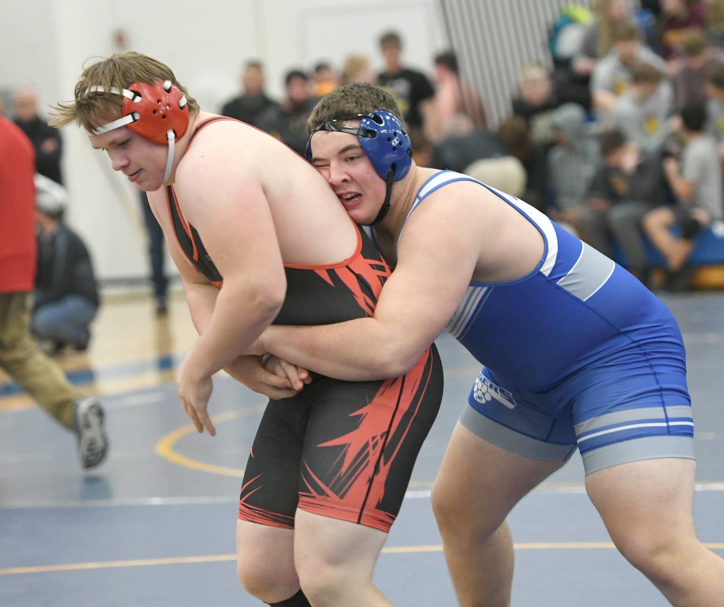 Princeton's Cade O'Dell (right) wrestles Stillman Valley's Blake Mollet at the 1A Wrestling Regional at Eastland High School on Saturday, Feb. 4.