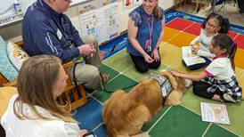Troy Heritage Trail students read to comfort dogs