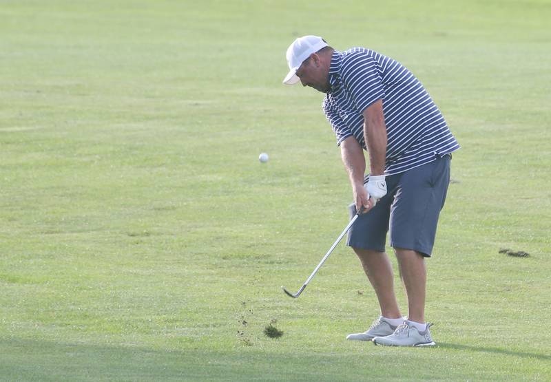 Jeremy Debernardi hits his ball on the green during the Illinois Valley Mens Golf Championship Tournament on Sunday, July 27, 2025 at Spring Creek Golf Course in Spring Valley.