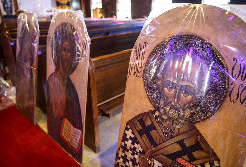 Several egg tempera icons were installed Friday, June 9, 2017, at St. Nicholas Orthodox Church in Joliet, Ill. The icons were painted by Matushka Tamara Elchaninov of Paris, who helped promote the return of traditional Byzantine-style iconography in the Orthodox church.