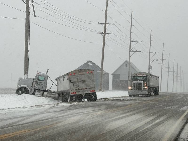A truck struck a utility pole Thursday, Nov. 21, 2024, just north of Cherry, leading to power outages across Bureau County.
