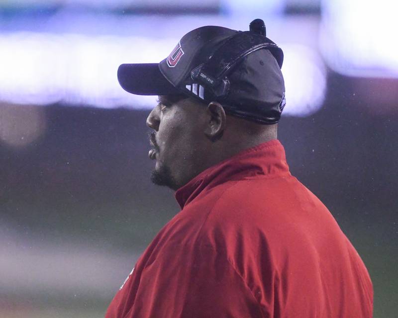 Northern Illinois Huskies head coach Thomas Hammock looks on during the game on Wednesday. Nov 13, 2024, while taking on Akron at Huskie Stadium in DeKalb.