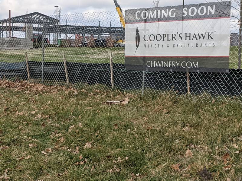 Next to Freddy’s Frozen Custard & Steakburgers, construction of a Cooper’s Hawk winery and restaurant continues to move forward.