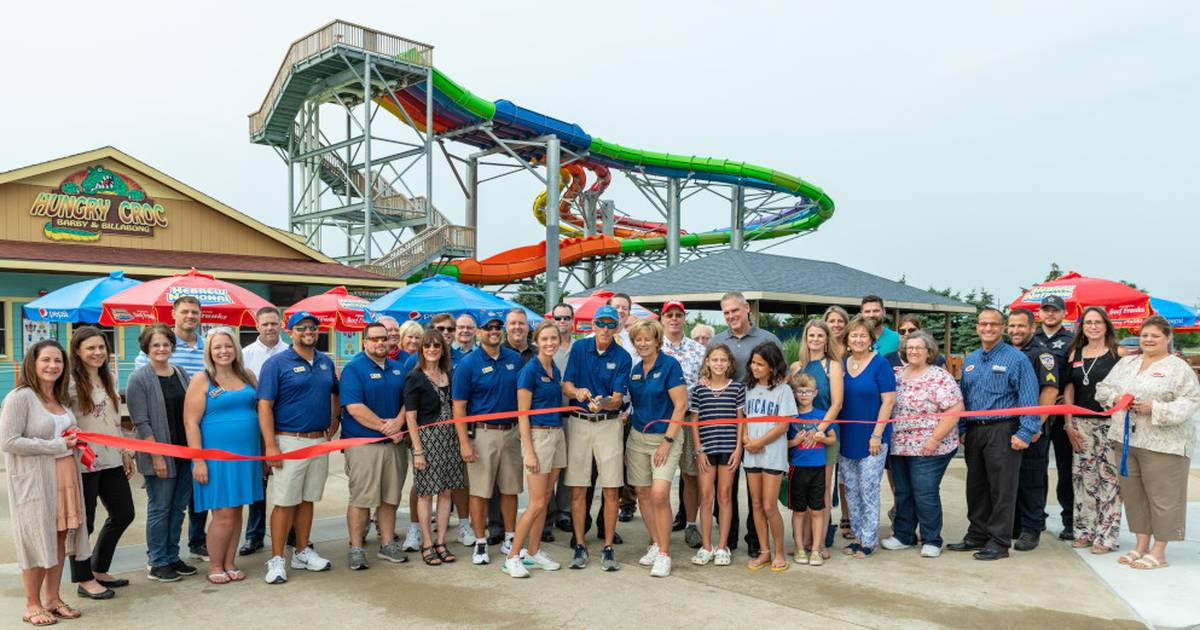 Ribbon cutting at Raging Waves Waterpark’s Aussie Mat Dash Shaw Local