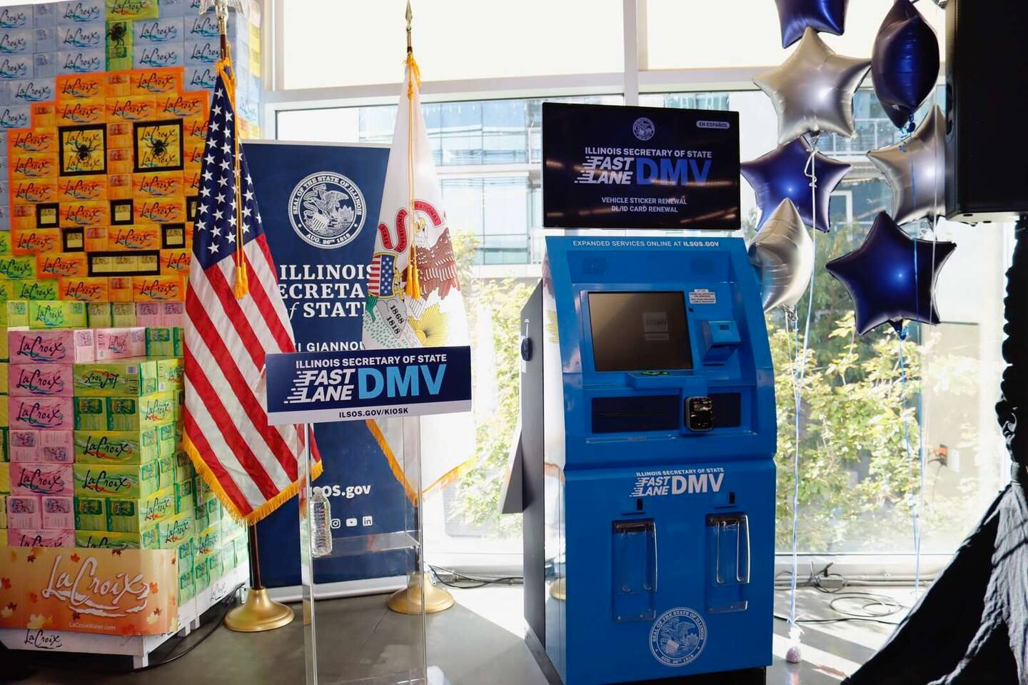 A new kiosk for Illinois driver's services is unveiled Thursday at a Chicago grocery store.