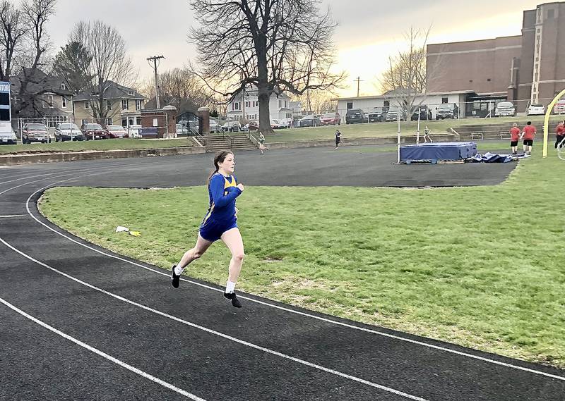 Princeton Logan's Camryn Driscoll runs away in the eighth-grade 400m dash Monday at PHS' Rathje Track.