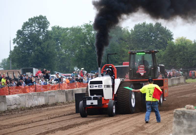 Roy Book of Morrison drives his Case 2090 tractor at the Forreston FFA Alumni Tractor and Truck Pull held during Leaf River Daze in Leaf River on Saturday, June 7, 2025.,  He pulled 299.75' in this attempt.