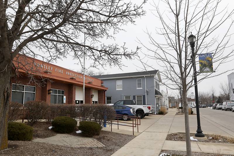 The former Fire Station 1 of the Huntley Fire Protection District at 11808 Coral St. in Huntley on Thursday, March 10, 2022. A new development that calls for the renovation of the village's old fire station downtown was approved Thursday by the Village Board. The plan calls for three stories to be added to the building, as well as renovations to prepare it for mixed use, including a restaurant on the first floor and residential on the upper floors. The plan is a key part of the village's plans to redevelop its downtown area.