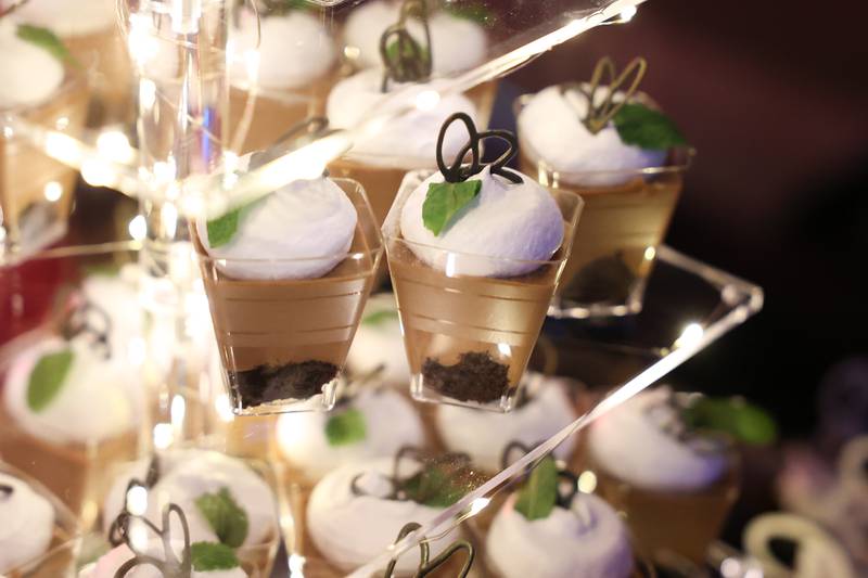Biteable, one of the chocolate sponsors at the 2023 Shorewood HUGS chocolate ball fundraiser provided a tray off miniature desserts at the event in Joliet on Saturday, February 4, 2023.