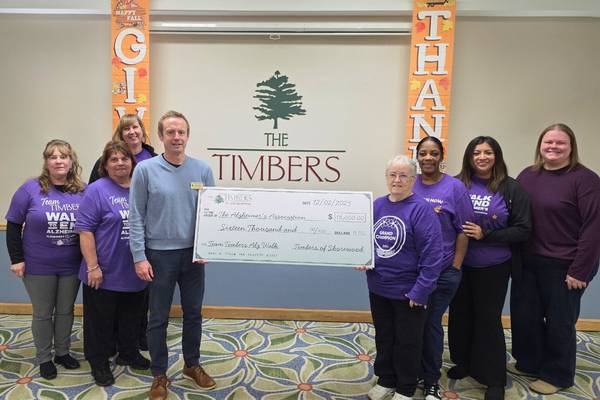 Timbers of Shorewood donates $16,000 Alzheimer’s Association Illinois Chapter