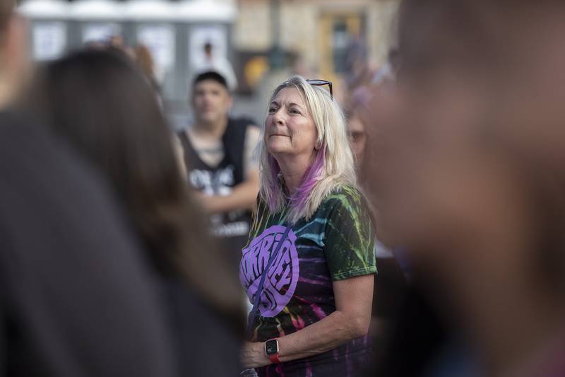 Fans of The Smoking Popes jam out Thursday, July 3, 2025, as the Chicago area band takes the main stage at Petunia Fest in Dixon.
