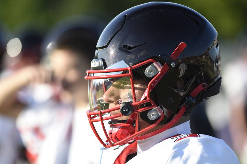 Momence's Erick Castillo, watches the action on the field in a scrimmage game with Manteno on Friday, August 22, 2025.