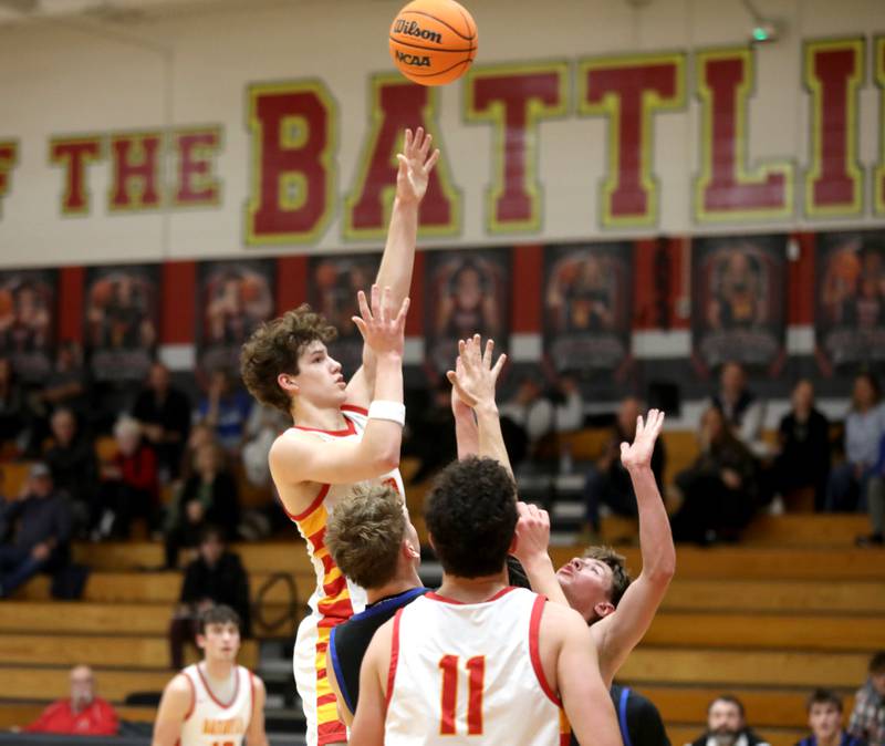 Batavia’s Jax Abalos shoots the ball during a game against St. Charles North on Wednesday, Dec. 11, 2024 in Batavia.