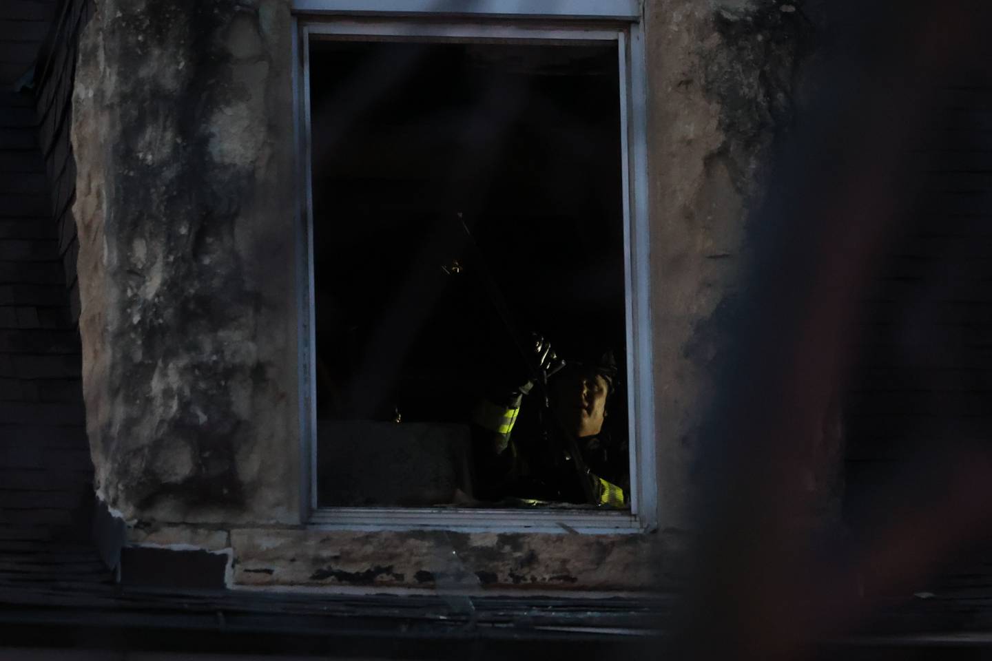 Firefighters work the scene of a fire at the Haley Mansion in Joliet on Wednesday 1st, 2023.