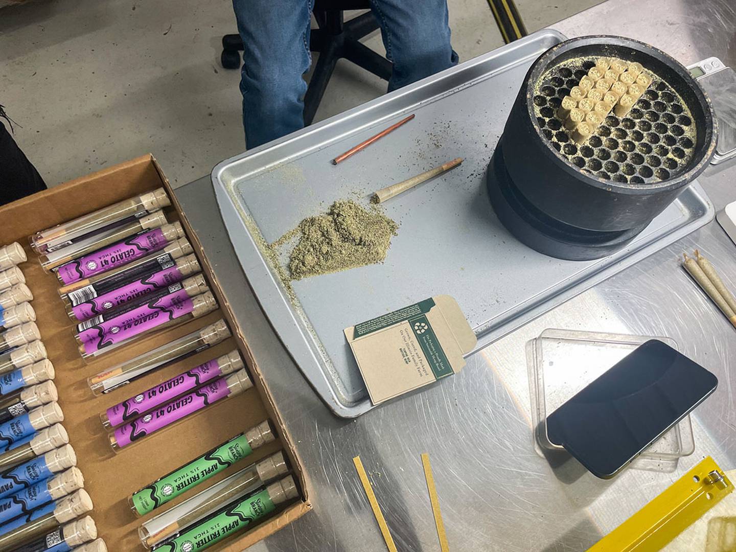 A team of packagers turn hemp into finished products on Justin and Anna Ward’s farm, most of which is sold over the internet.