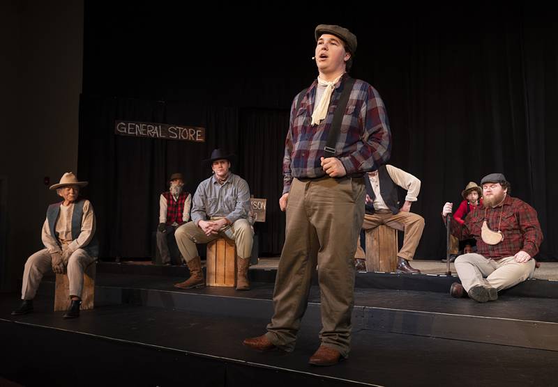 The cast of The Performing Arts Guild rehearses its rendition of “Paint Your Wagon” on Monday, April 13, 2026, at the Allure of Pinecrest Theatre in Mount Morris.