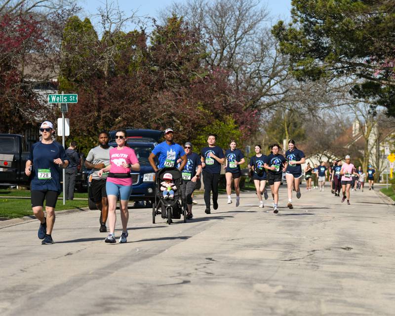 Runners took to the streets on Sunday April 14, 2024, during the Mustang Trot that took place at Downers Grove South High School.