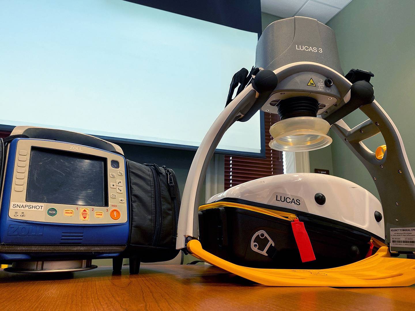 Equipment purchased through the grant for use in the Community Paramedicine Program vehicle includes a Stryker chair, a portable defibrillator, and a portable LUCAS 3 chest compression system.