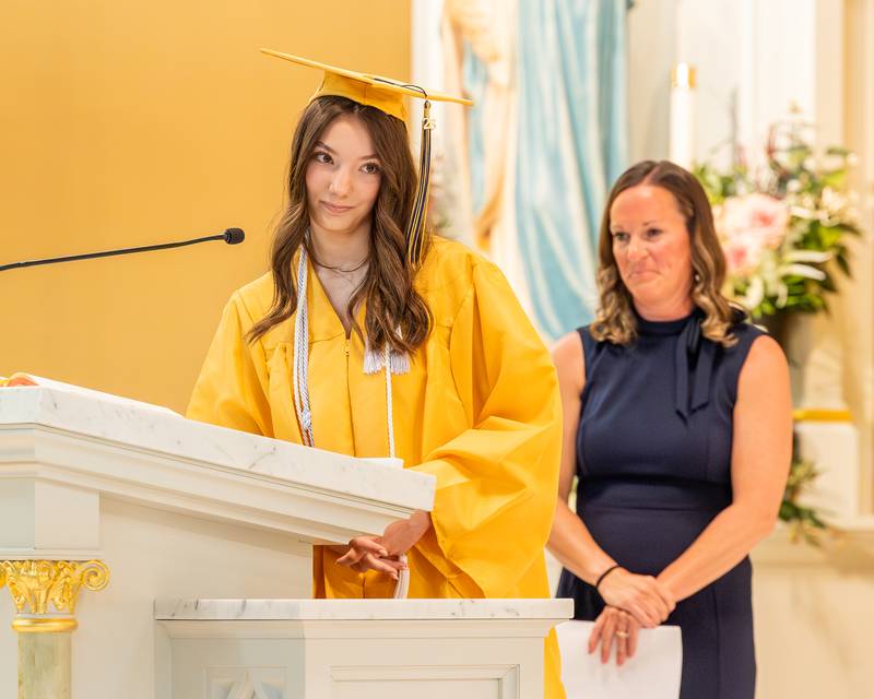 2026 Marquette Academy Graduate and Class President speaks during the Graduation Ceremony on May 24, 2026 at St. Columba Church in Ottawa.