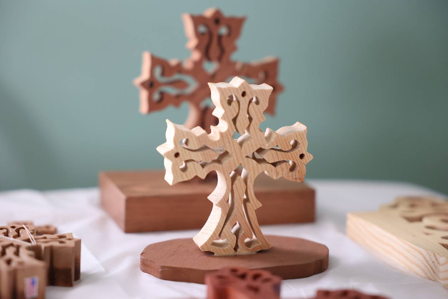 Bob Figurowski displays his hand crafted crosses some of which he brought to New York shortly after 9/11 to hand out. Thursday, Jan. 20, 2022 in Joliet.