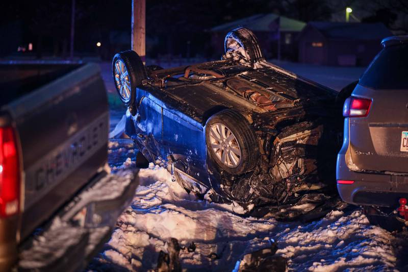 One man was airlifted and two other people were transported to the hospital after a crash near Marengo Friday, Dec. 20, 2024.