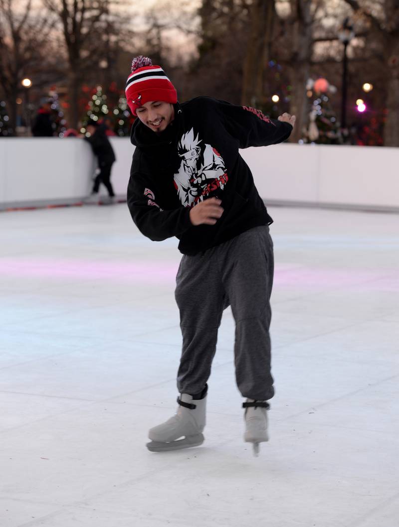 Carols Corona of Hillside enjoys ice skating during the Holiday event held at Brookfield Zoo Saturday Nov 26, 2022.