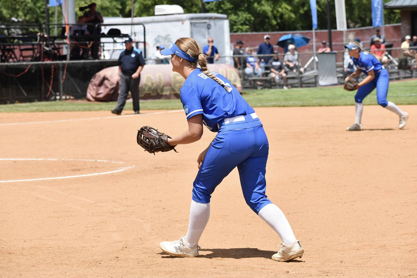 Millikin's Gretchen Gould plays first base during the NCAA Division III World Series last month in Salem, Virginia. Gould, a Sterling native, helped the Big Blue advance to the D-III championships for the first time in program history.