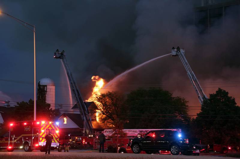 Area firefighters battle a blaze at Pheasant Run Resort Saturday May 21, 2022 in St. Charles.