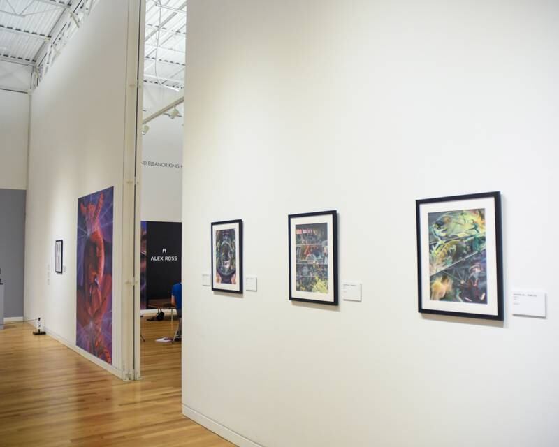 Marvelcity: The Art of Alex Ross line the walls of the Elmhurst Museum during the recent exhibit held on Saturday June 24, 2023.