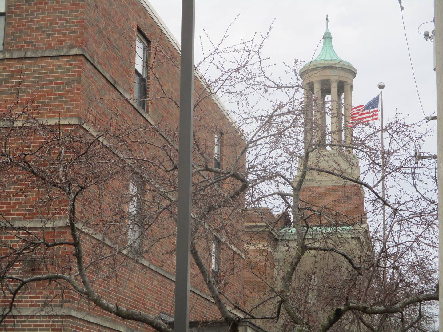 he gym demolition at the old Joliet Catholic High School will not have any impact on the old school Victory Tower, which is in another section of the building. March 13, 2024.