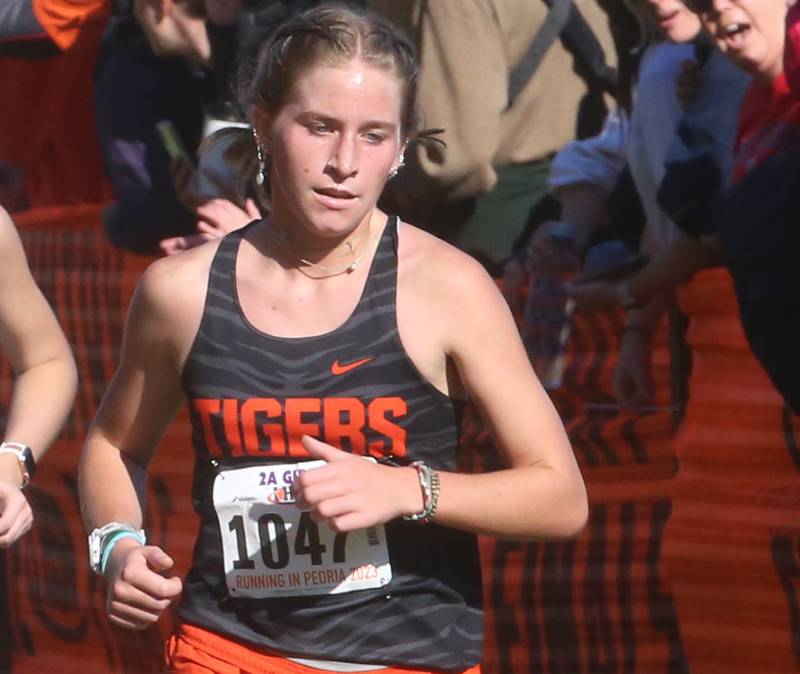 Crystal Lake Central's Emma Macke competes in the Class 2A State Cross Country race on Saturday, Nov. 4, 2023 at Detweiller Park in Peoria.