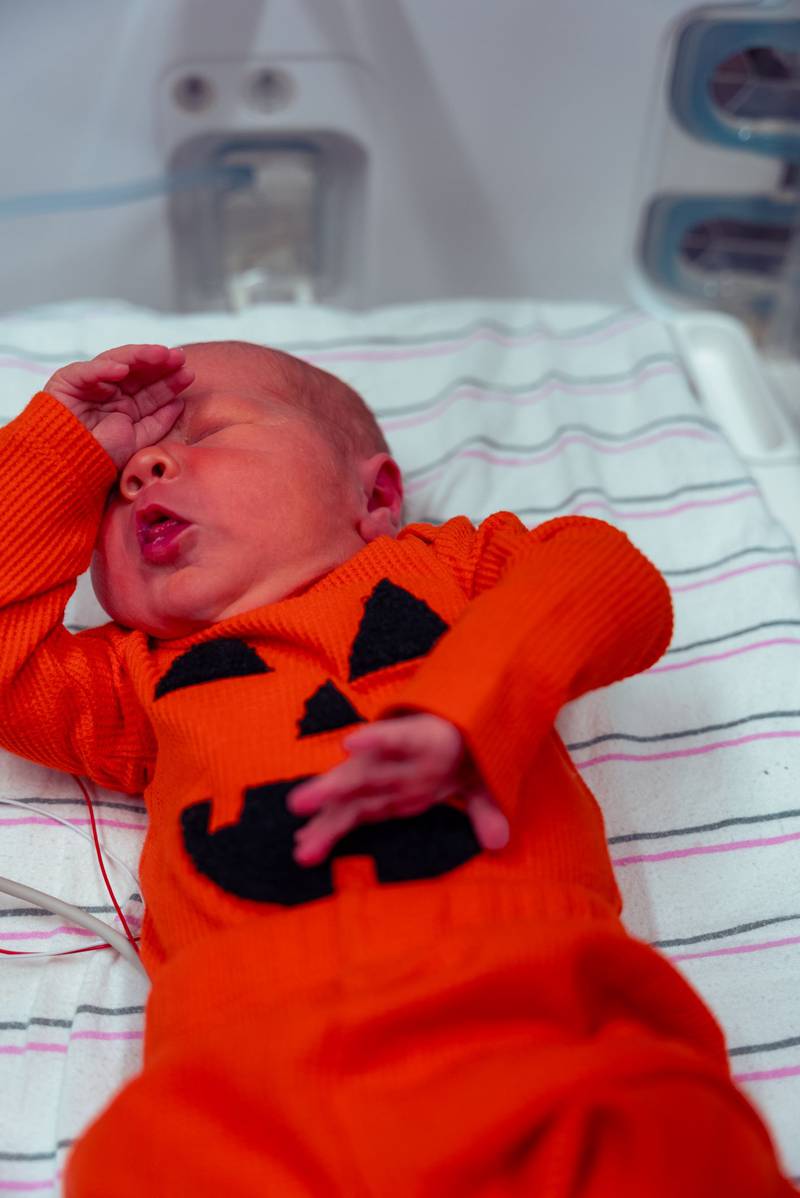 A Jack-o-Lantern at the Silver Cross Hospital NICU on Halloween 2025.