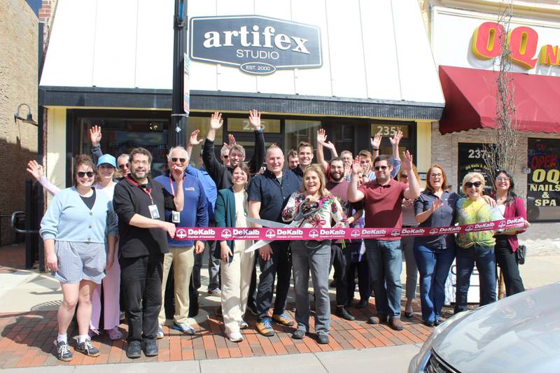 The DeKalb Chamber of Commerce celebrating Artifex Studio's opening