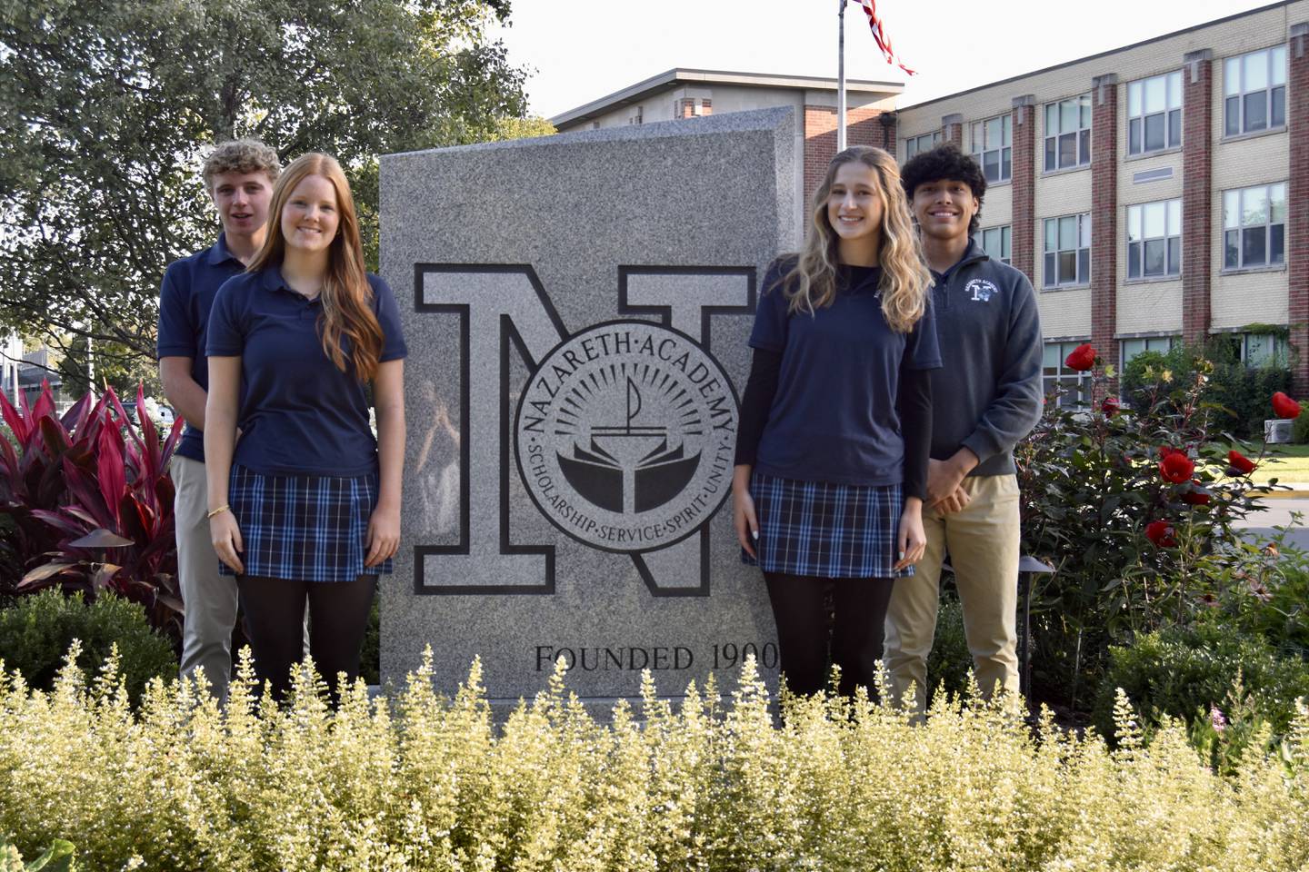 Students in the 2024-25 school year celebrate the 125th anniversary of Nazareth Academy in La Grange Park, founded in 1900.