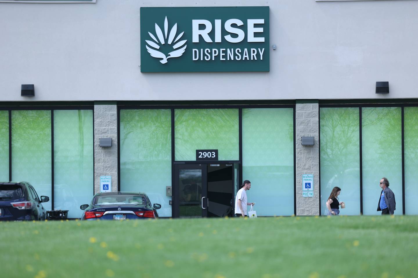 Rise Dispensary management and corporate employee work the Colorado Avenue location in Joliet on Thursday, April 20, so the cannabis dispensary could stay open after union employees went on strike.