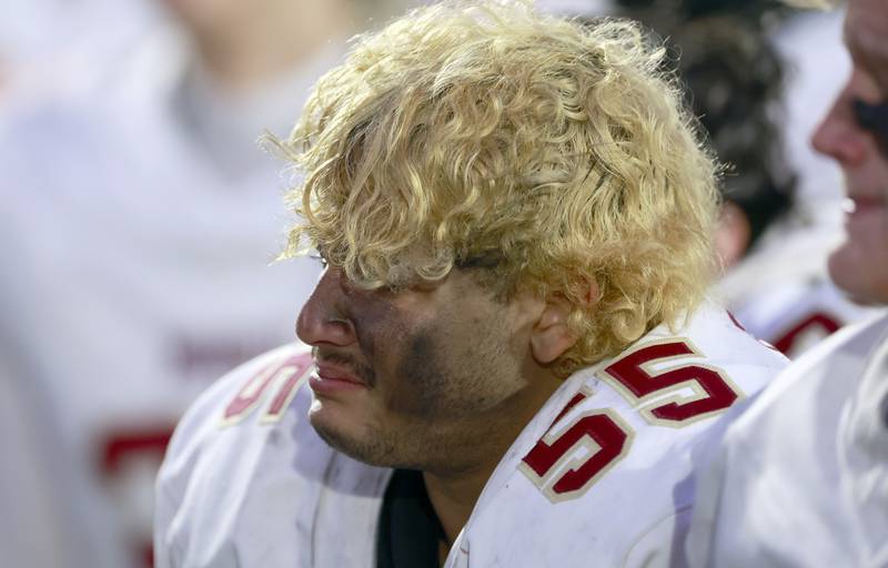 Morris' Eric Ramos (55) during the IHSA Class 4A semifinals football playoff game Saturday, Nov. 22, 2025 in Lombard.