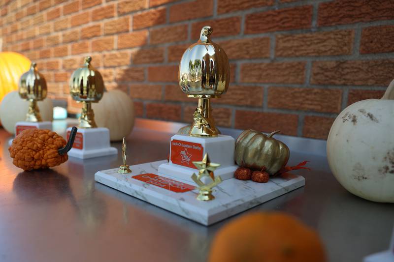 The coveted grand champion trophy waits to find a home at the Pumpkin Derby at the Wish Upon a Star fundraiser on Saturday, Oct. 5, 2024 in Joliet.