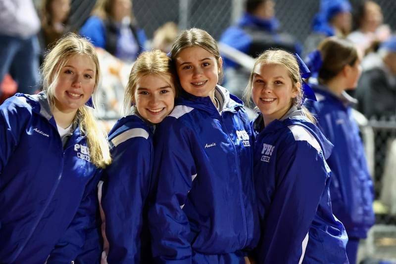 The Princeton cheerleaders had plenty to cheer about in Friday's game at Prophetstown. The Tigers won 61-14.