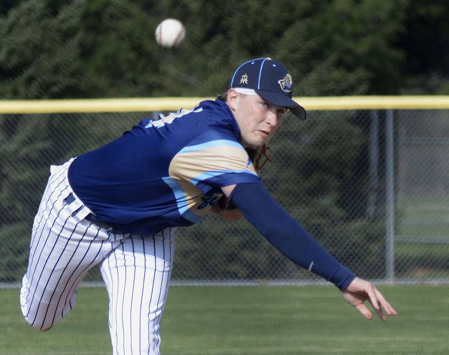 Marquette Starting Pitcher Anthony Couch delivers a pitch against Dwight Thursday at Masinelli Field in Ottawa.