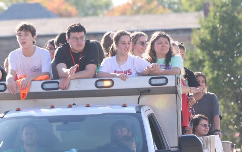 L-P students ride in the Homecoming parade on Thursday, Oct. 5, 2023 downtown Peru.