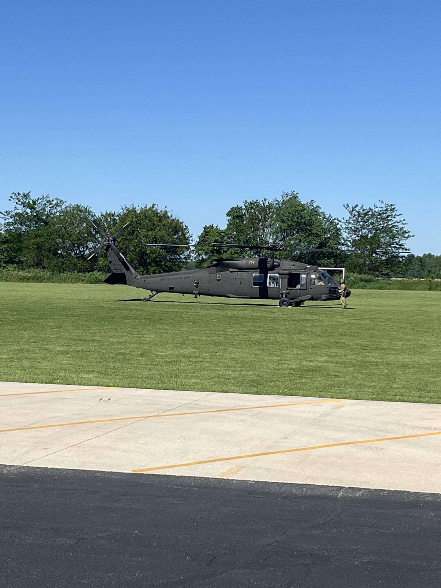 A Black Hawk helicopter on the grounds outside Morris Elementary School during the 2023-2024 school year. Jerry Cyrkiel organized a demonstration for the students.